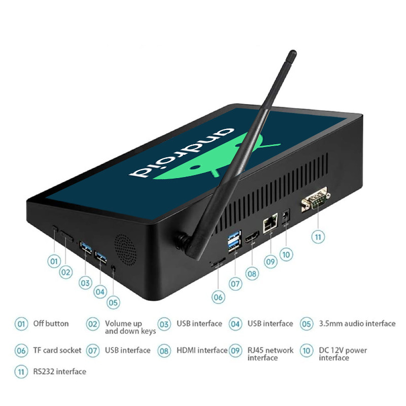 Desktop 10.1 Inch RK3588 Touchscreen AIO PC LPDDR4 4GB RAM+32GB EMMC Storage Wi-Fi 6