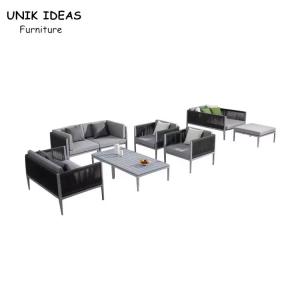 Quality Modern Simple Sofa Set Design Aluminum Frame Rope Waterproof Outside Garden Sofa wholesale
