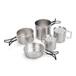 New Arrival 7 Pcs 304 Stainless Steel Camping Cookware Set Multi-person Soup Pot