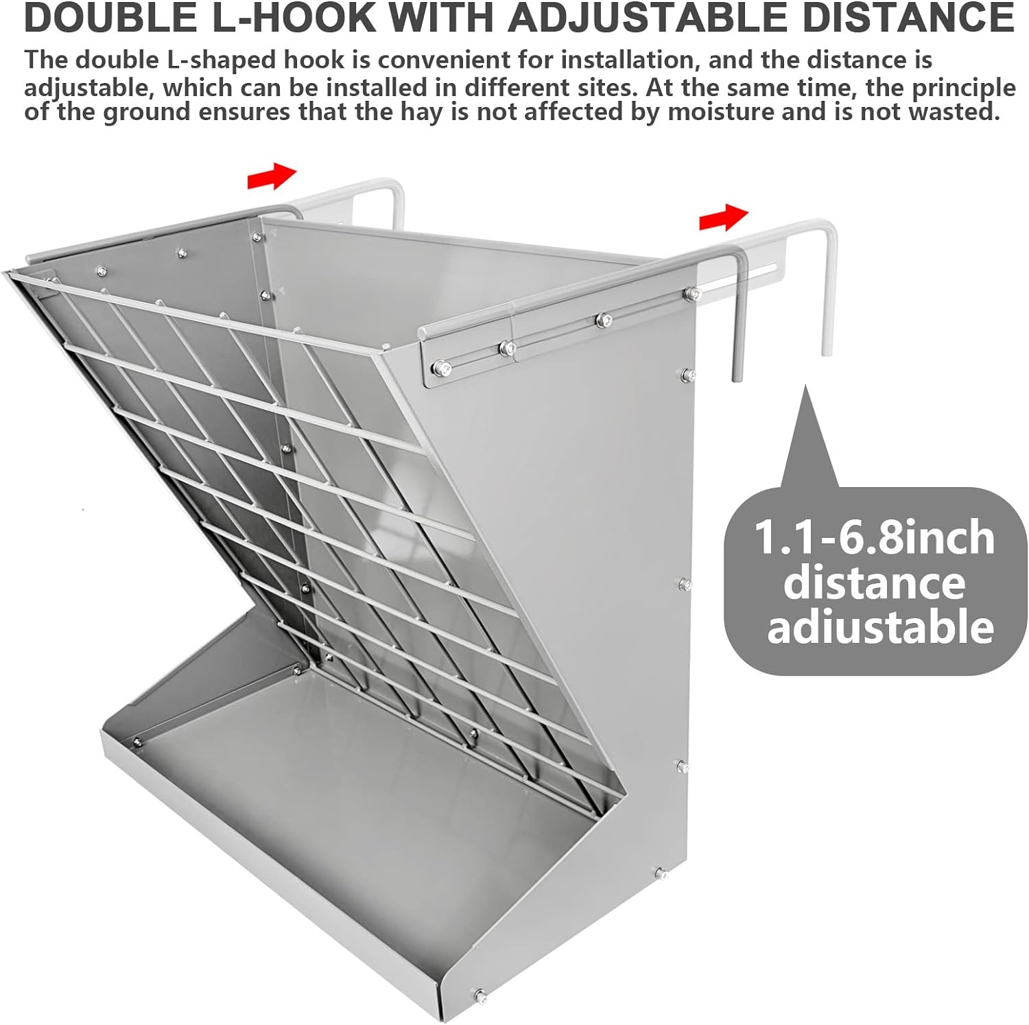 Hay Feeder Wall Mount Free Standing Heavy Duty Sheep Hay Feeder Livestock Feeder with Mineral Grain Tray