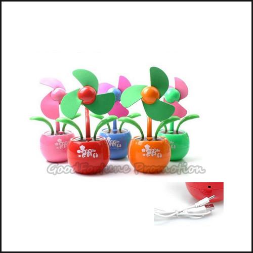 Hot Sale Customed promotional Eco ABS apple sun desk usb flower mini fan printed