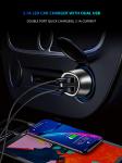 Mini 15.5W Car Portable Smartphone Charger Blue LED Dual USB For IPhone12
