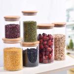 Dry Fruit High Borosilicate Glass Storage Bottles Sustainable ODM Bamboo Lid