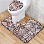 OEM ODM Three Piece Bathroom Rugs Toilet Tank Cover Set Washable