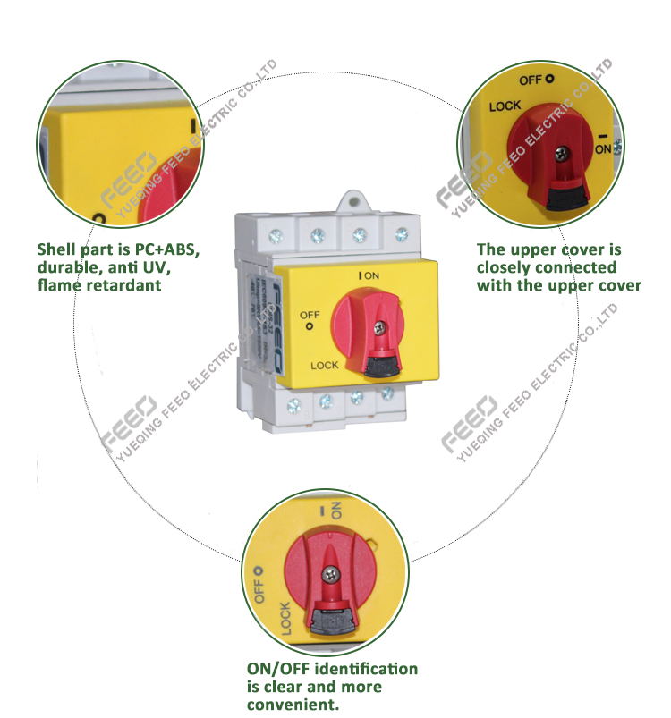 Durable 1500V 32A 2 Pole Rotary Isolator Switch