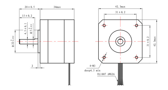 17HS13-0404S Hybrid Stepper Motor 1.8 Degree Nema 17 0.4A With CE ISO9001