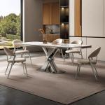 Luxury Stainless Steel Marble Square Dining Room Tables Length 1.8M