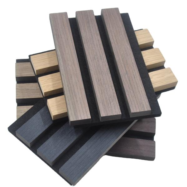 Wood Veneer Finish Sound Insulation Interior New Design Board Slats Wall