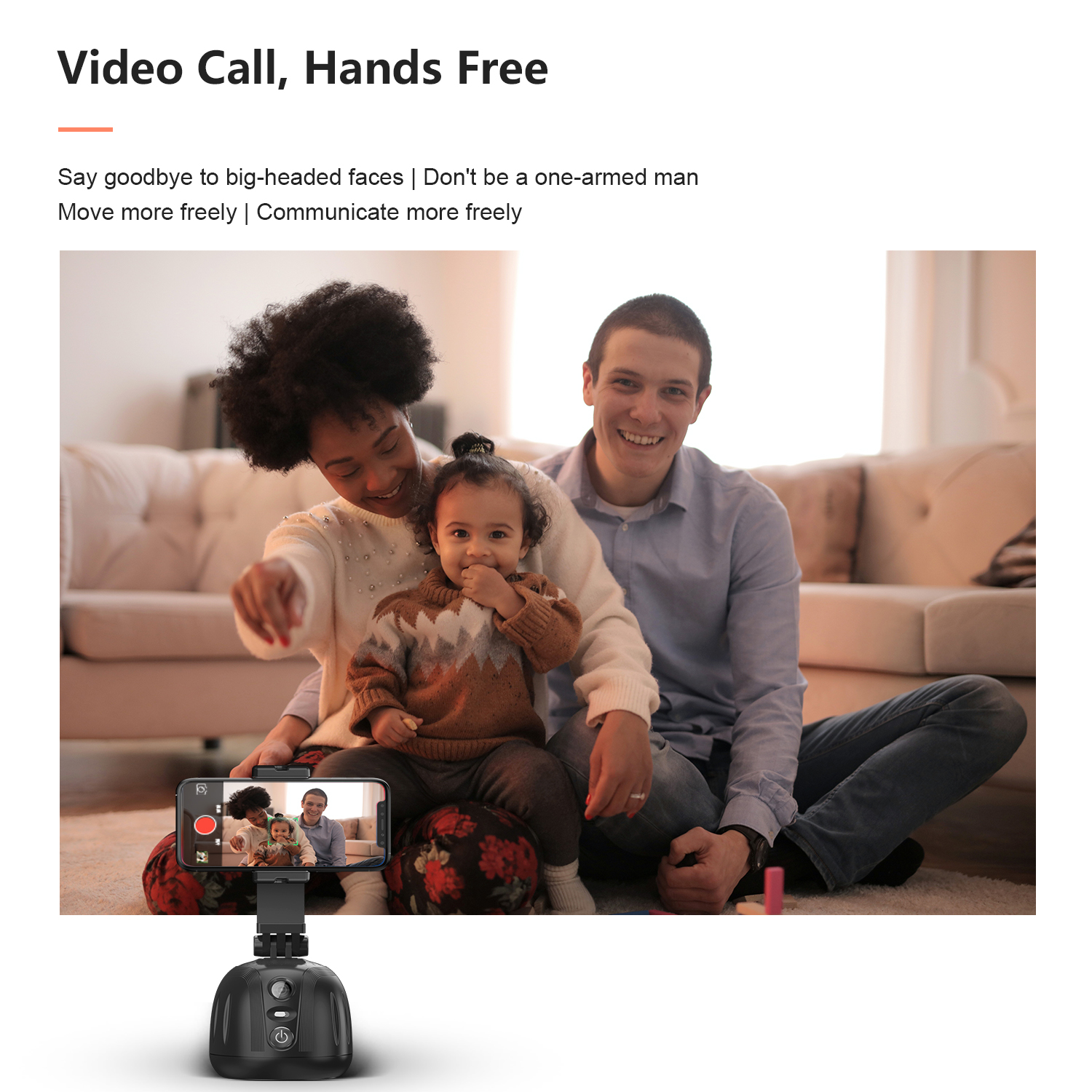 AI Auto Tracking Phone Mount Tripod Frame & Gesture Control 360° Rotation