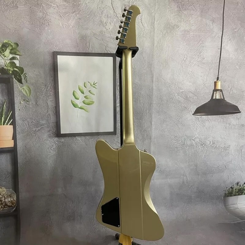 Custom Gibson Style Gold Color Firebird Electric Guitar Solid HPL Fretboard HH Pickups Mahogany Body