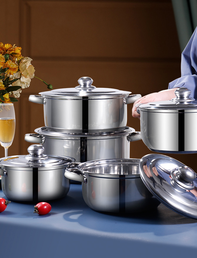 Stainless Steel Cookware Set 10 Piece Kitchen Ware Cooking Pot Set
