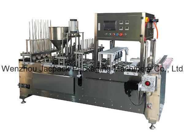 PLC Controlled Rotary Yogurt Cup Filling Sealing Machine 4000pcs/h Capacity 0-85