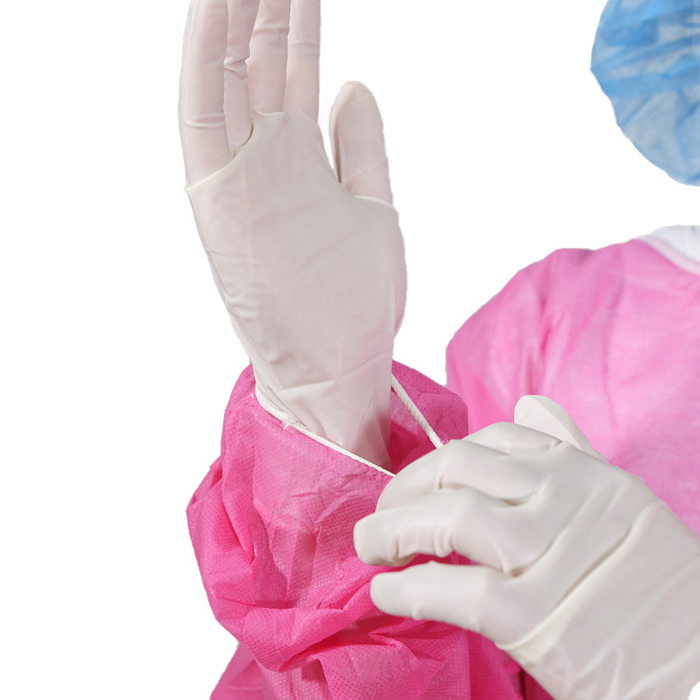 Pink PP Non Woven 30gsm Disposable Medical Gowns PPE AAMI Level 1 2 3 4