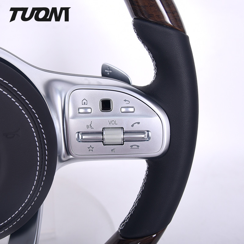 Custom Wooden Steering Wheel Mercedes Benz Black Smooth Leather