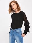 Guangzhou Clothing Factory Office Bell Sleeve Lady Blouse
