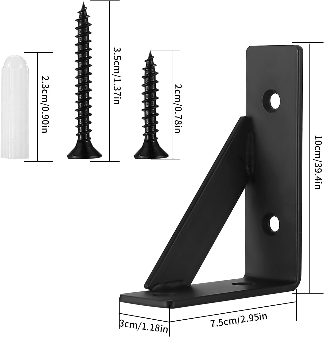 Standard Black Metal Braces for Wood Large Fireplace Mantel Triangle Angle Brackets