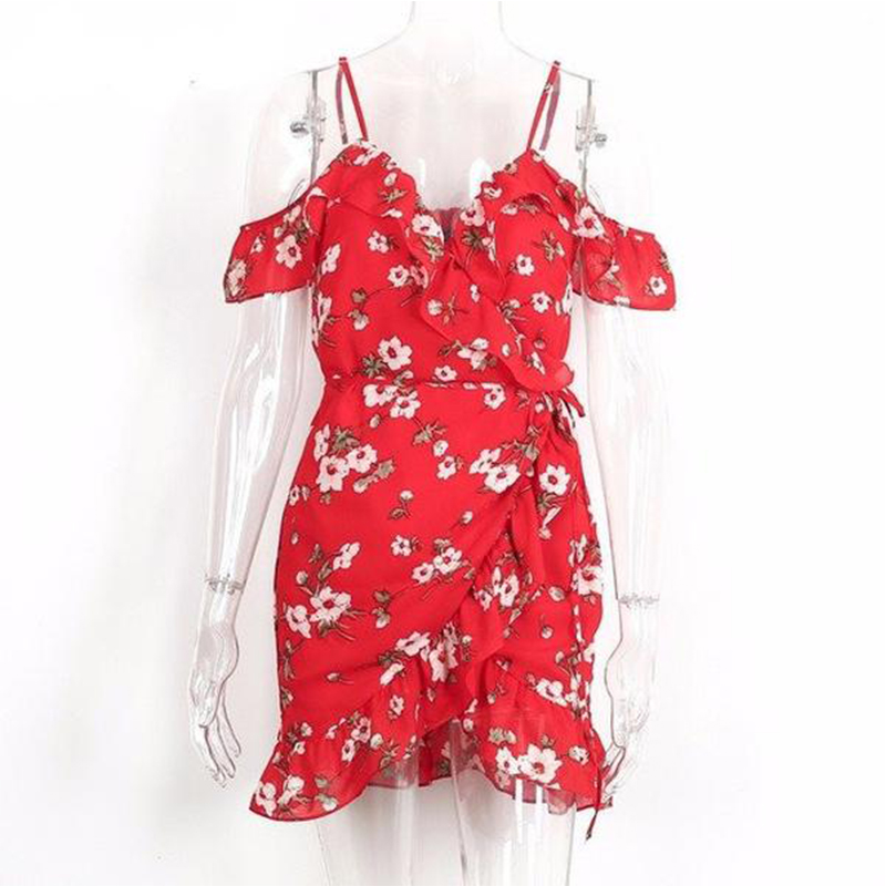 China Clothing Manufacturers Service Womens Slip Custom Red Short Chiffon Flower Dress Mini