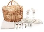 Picnic Basket for 2 Picniking Heart Shaped Empty Woven Wicker Willow Wood Hamper