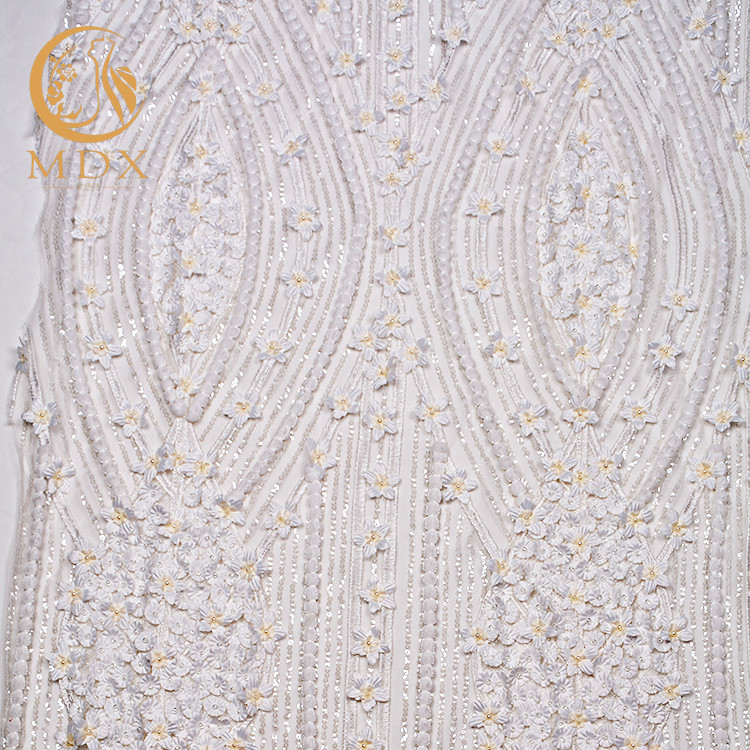 Haute Sequined Couture Lace Fabric Luxury Flower Embroidered