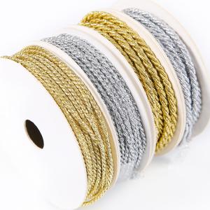 Quality Gold Silver Braided Polyester Rope Twisted 5mm 3 Strands Rope wholesale
