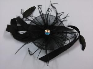 Quality Polyester Dramatic Mesh Black Feather Headpiece CNF022 For Dance Costume wholesale