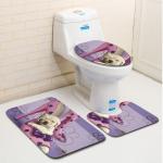 Animal Bathroom Mat 3 Piece Set Washable U Shaped Toilet Rug
