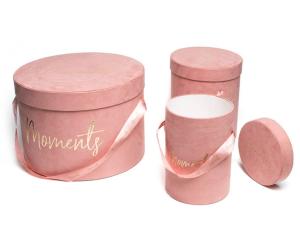 Quality Velvet Flower Rose Round Box Lead Free For Wedding Christmas Mother'S Day wholesale