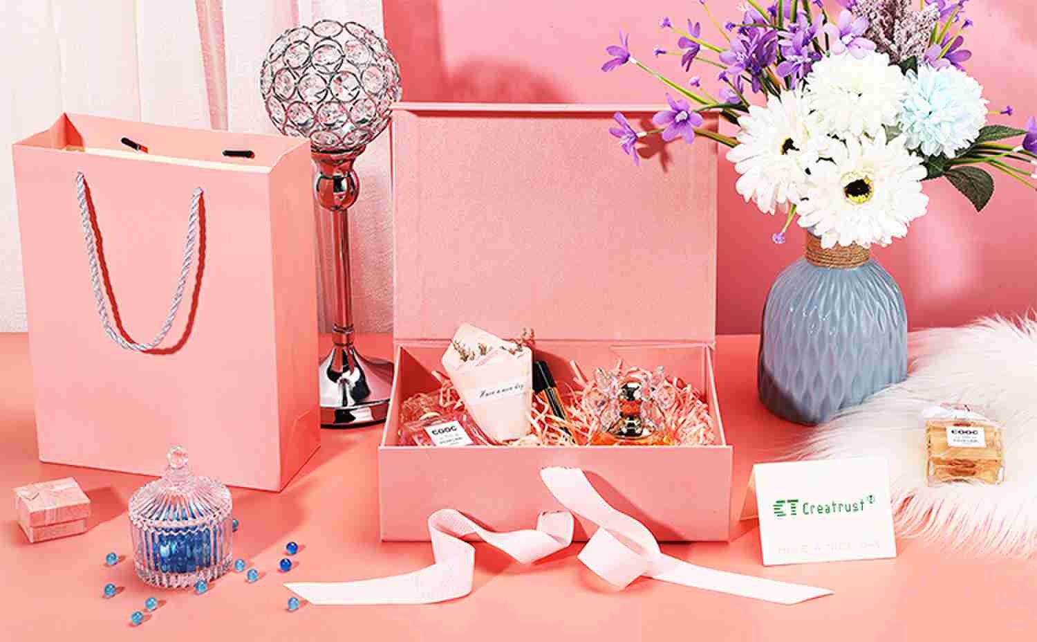 FSC BSCI Personalized Hot Stamping Printed Paper Gift Bags And Box Set With Logo