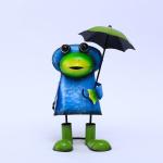 Unique Multiple Garden Ornaments Metal Animal Figurines Frog Holding Umbrella