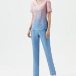 Unisex Custom Logo Strech Solid Color Blue Medical Scrub Clothes