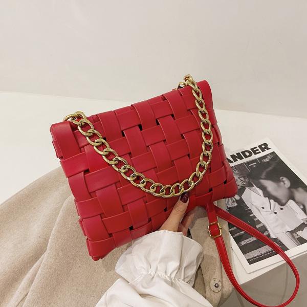 PU WOMEN'S BAG TEXTURE WOVEN HANDBAG 2024 SPRING ON THE NEW KOREAN VERSION OF