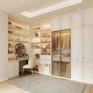 Quality Customized Walk In Wardrobe Units Small Closet Melamine Wood wholesale