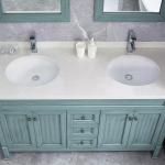 Small Round Undermount Bathroom Sink 20 Inches Ceramic White Vanity Cabinet