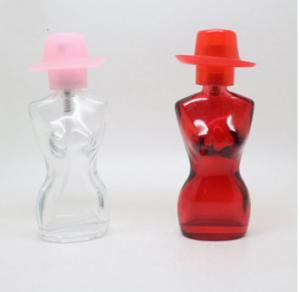 Quality 30ML red women body shape glass perfume bottle with plastic cap wholesale