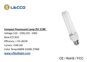 Quality 11W T4 Compact Flourescent Lightbulbs , 2 Pin Cfl Bulbs Tricolor Triphosphor wholesale