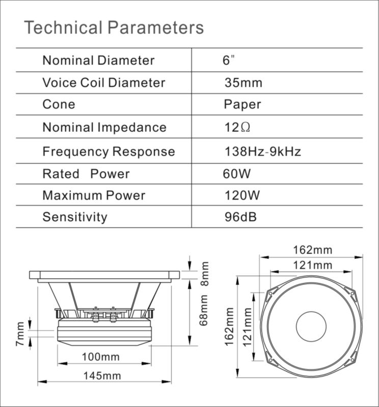 6.5" Neodymium Professional speaker / PA Midrange speaker