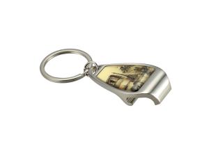 Quality Epoxy Doming Metal Wine Bottle Opener Vintage Keychain Zinc Alloy wholesale