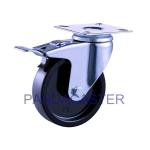 Polypropylene Black Cart Wheel Casters , 4 Inch Swivel Casters With Brake