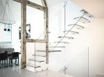 Steel Material Modern Floating Stairs With Tempered Laminated Glass Tread