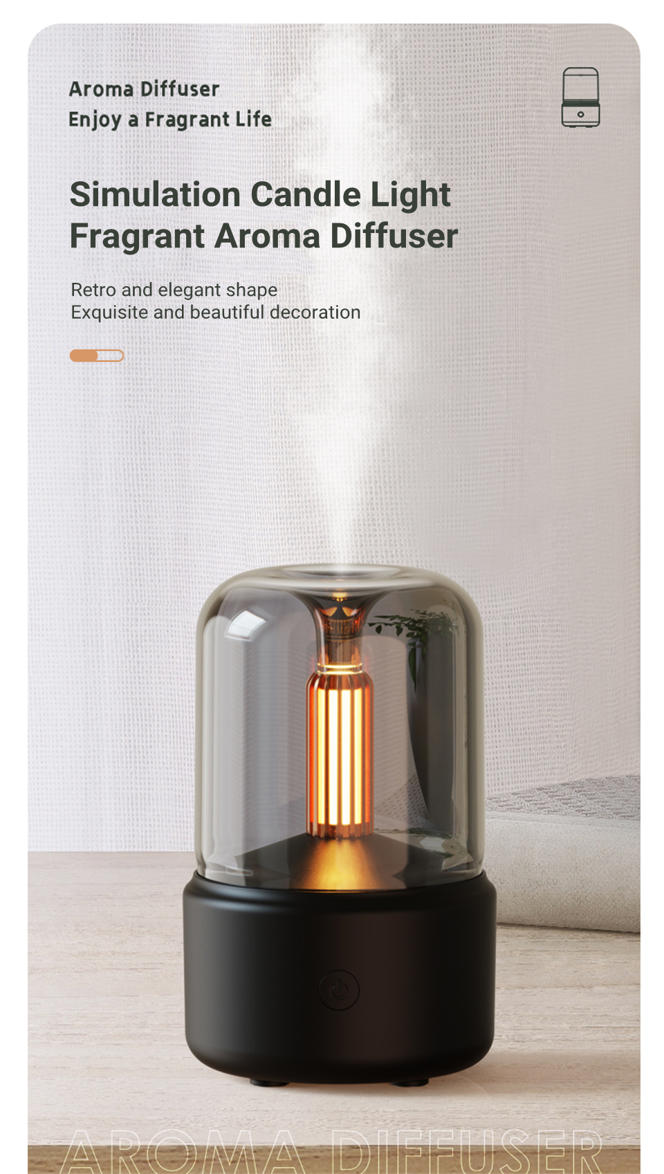 Home Office Use Candle Light Intelligent Humidifier 2022 Creative Gifts Simulation Candle Light Aroma Diffuser