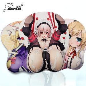 Quality No Fade Anime Girl custom 3D Mouse Pad With Wrist Rest Art Printed wholesale