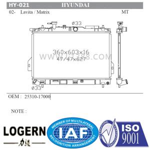 Quality Tube Fin Core Hyundai Car Radiator For Hyundai 02- Lavita / Matrix wholesale