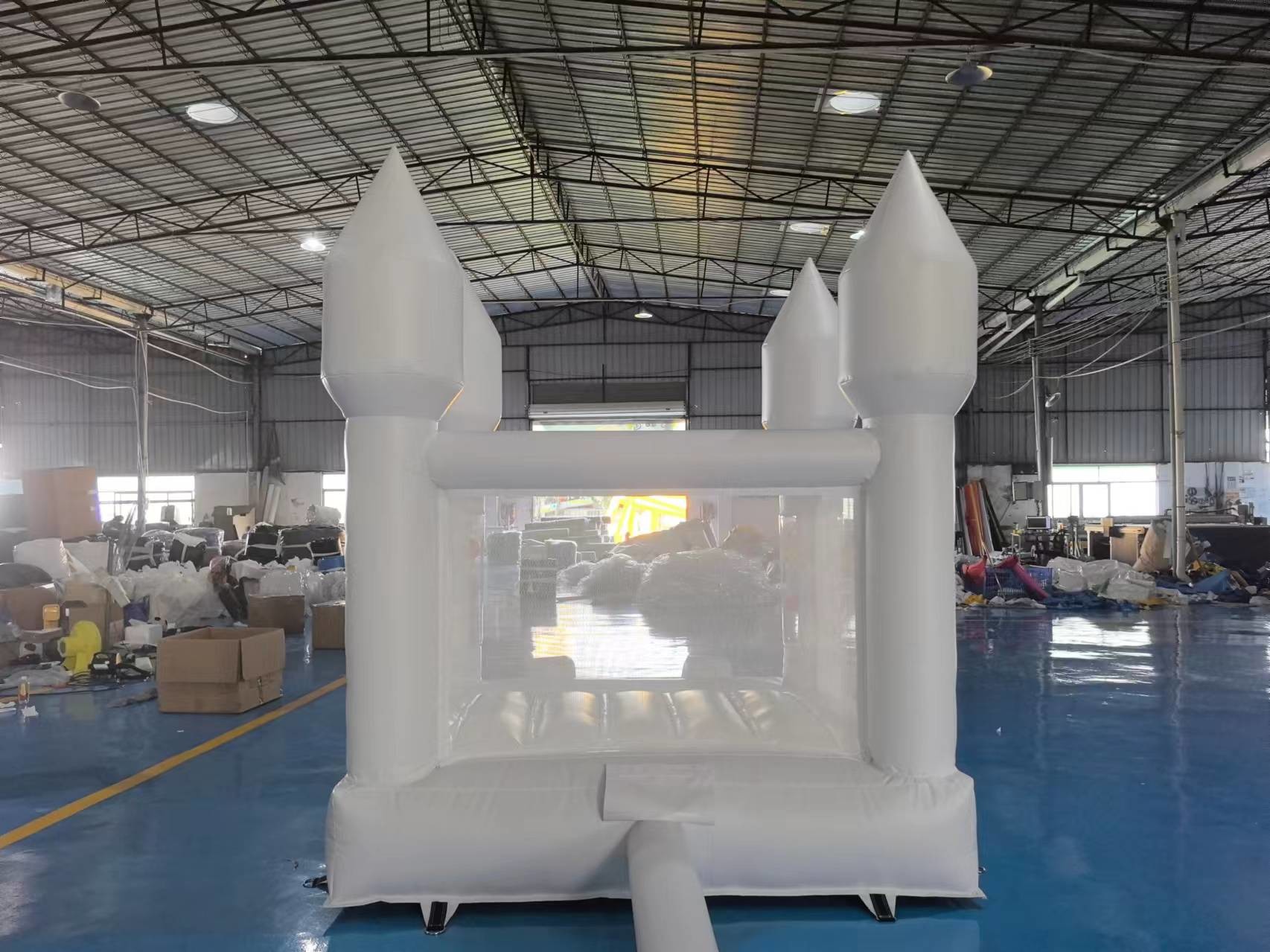 Commercial White Inflatable Castle With Ball Pit Water Slide For Entertainment
