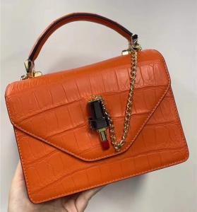Quality Authentic Crocodile Belly Skin Women Small Orange Purse Lady Chain Handbag Genuine Alligator Leather Female Shoulder Bag wholesale
