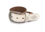 White 1-1/2“ Mens Casual Leather Belt With Logo Custom