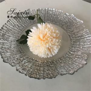 Quality ZT-P056 Clear Silver Rim Decoration Glass Charger Plate For Home Wedding Decoration wholesale