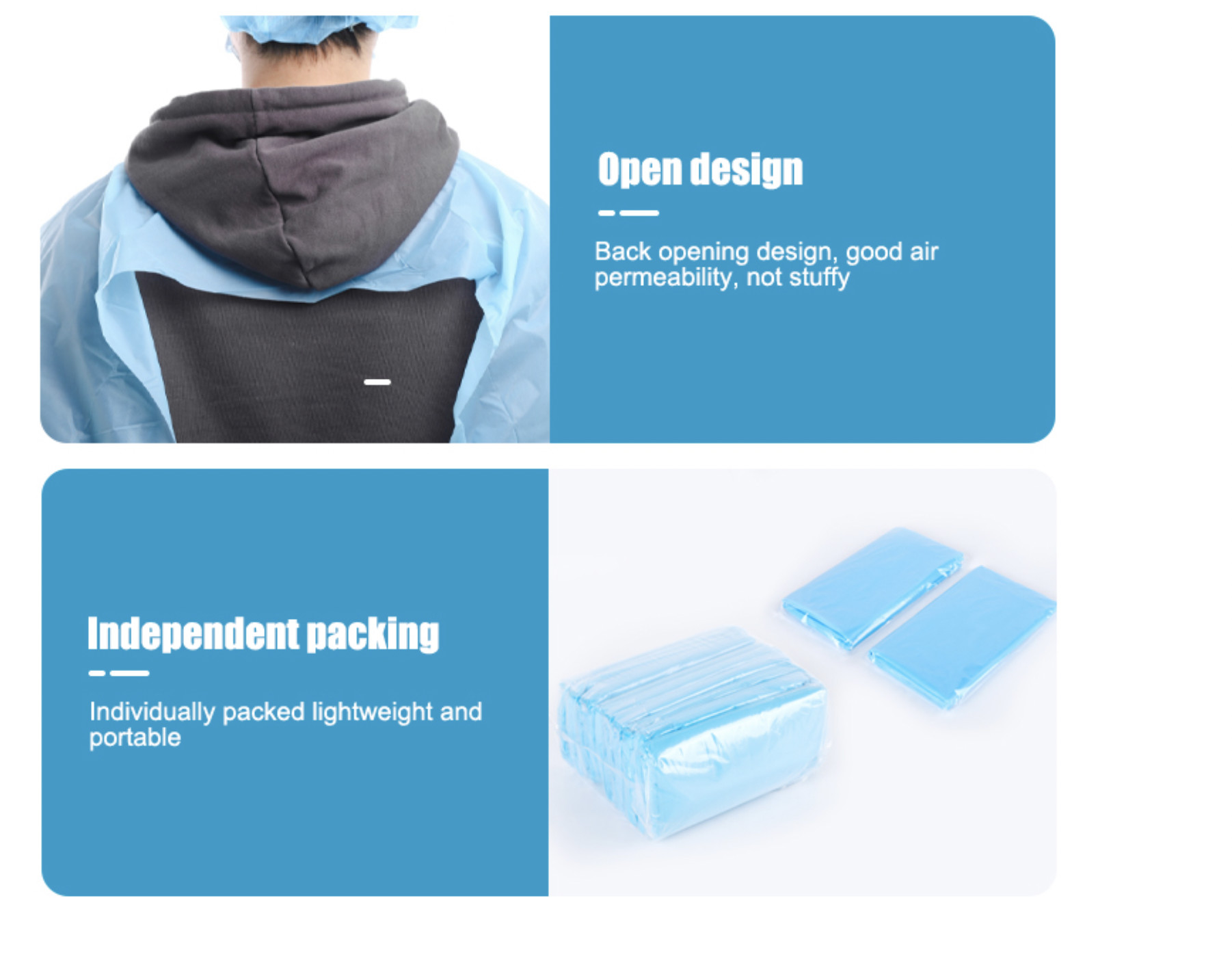 Free Blue Disposable Isolation Gowns, M-XXL Sizes for Personal Protection
