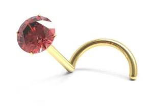 Quality Screw 18K Gold Nose Piercing With 1.5mm-3mm Natural Garnet Stone wholesale