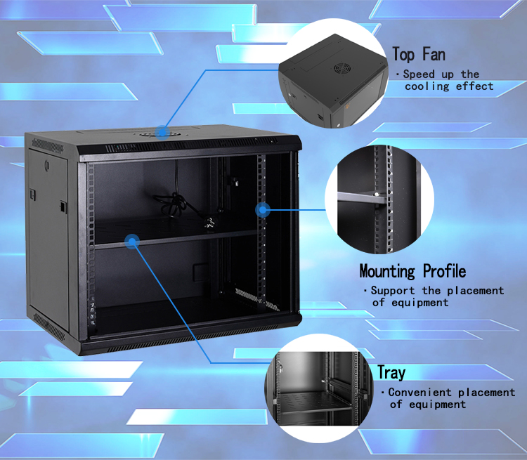 Enclosed Server Rack Cabinet Wall Mount Cabinet Standard IEC297-2 CE Approved