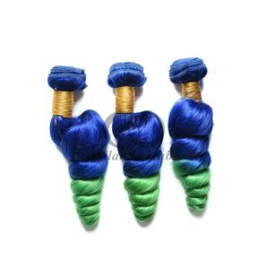 Quality Blue/Green Loose Wave Remy Human Hair Bundles Sew In Weave Bundles Brazilian Bundle Deals wholesale